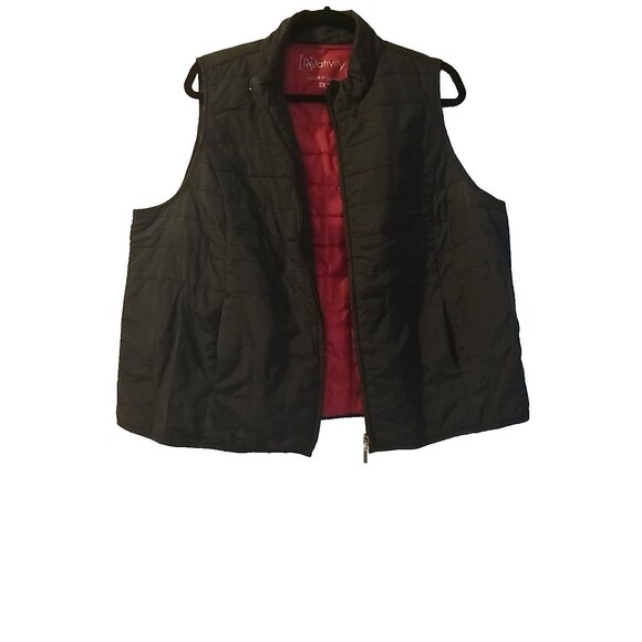 Women's Zippered Pockets Stand Collar Vest Jacket Size XL - Picture 12 of 12